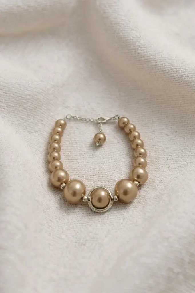 [BR0-015] Golden Pearl Bracelet