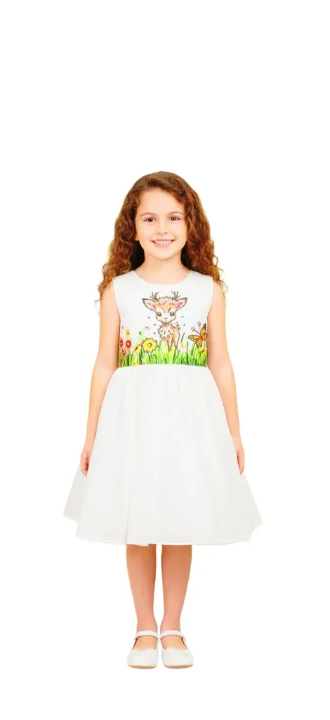 Cute Deer White Dress